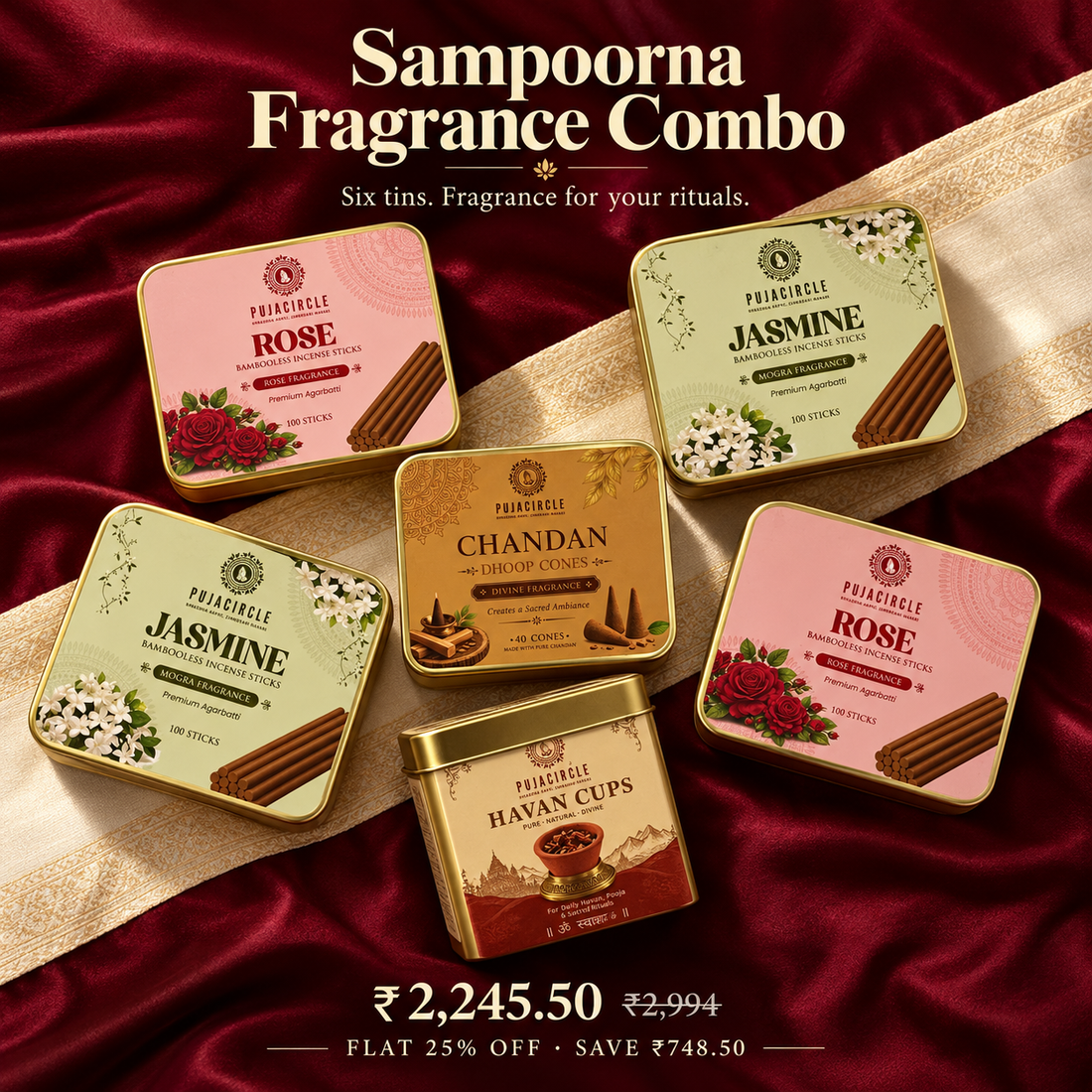 Sampoorna Fragrance Combo | 6-Tin Puja Collection