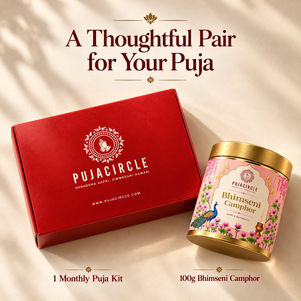 Monthly Puja Kit + 100g Bhimseni Camphor Combo