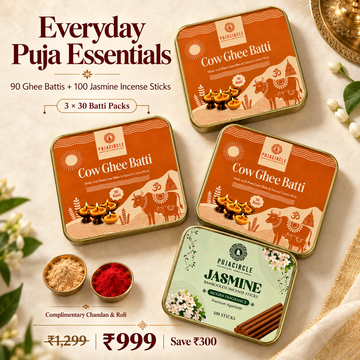 Everyday Puja Essentials — 90 Ghee Battis + 100 Jasmine Incense Sticks