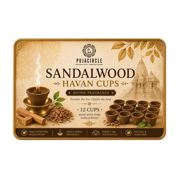 PUJA CIRCLE Sandalwood Chandan Havan Cups | Ready-to-Use Dhoop Cups with Cow Dung Sambrani Havan Samagri | Low-Smoke Fragrance for Daily Puja Havan Aarti and Home | 16 Cups