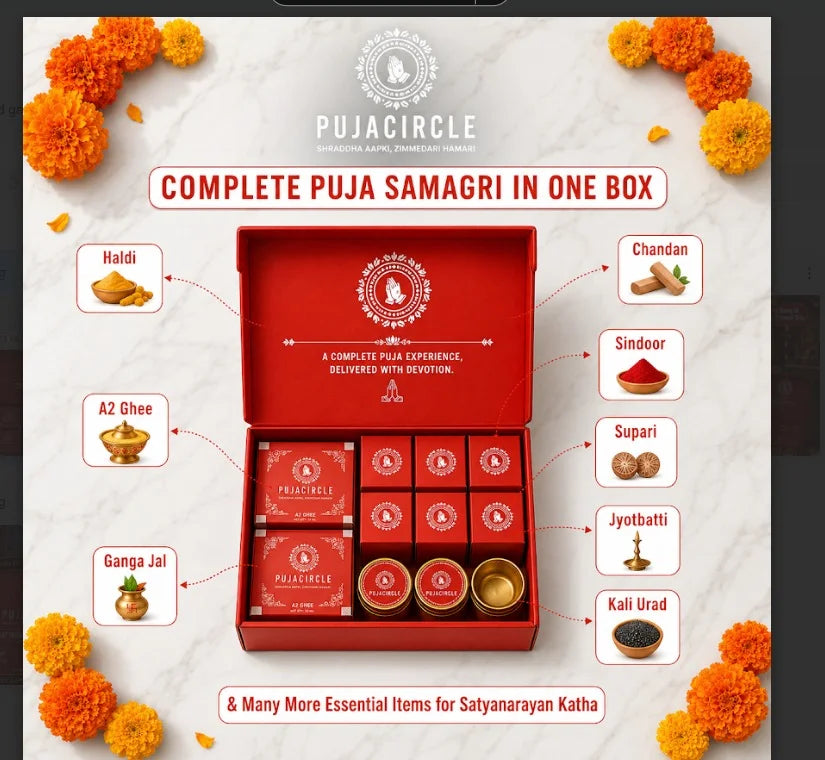 PUJA CIRCLE Satyanarayan Puja Kit with 29 Essential Items | Complete Puja Samagri Box for Satyanarayan Vrat Katha, Lakshmi Puja, Ganesh Puja & Griha Pravesh | Ready-to-Use | Premium Pack