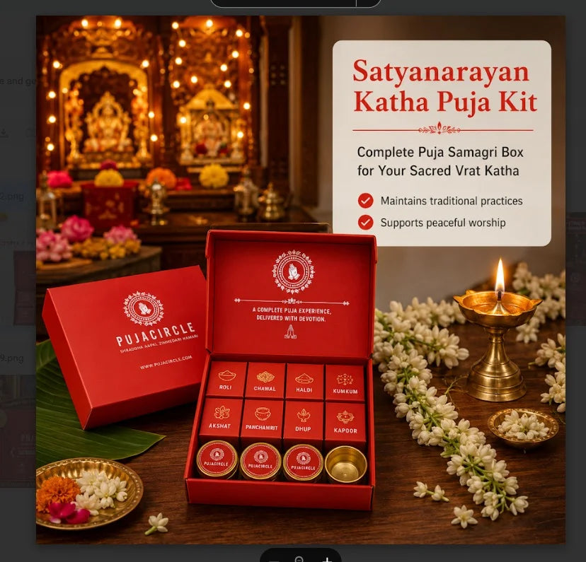 PUJA CIRCLE Satyanarayan Puja Kit with 29 Essential Items | Complete Puja Samagri Box for Satyanarayan Vrat Katha, Lakshmi Puja, Ganesh Puja & Griha Pravesh | Ready-to-Use | Premium Pack