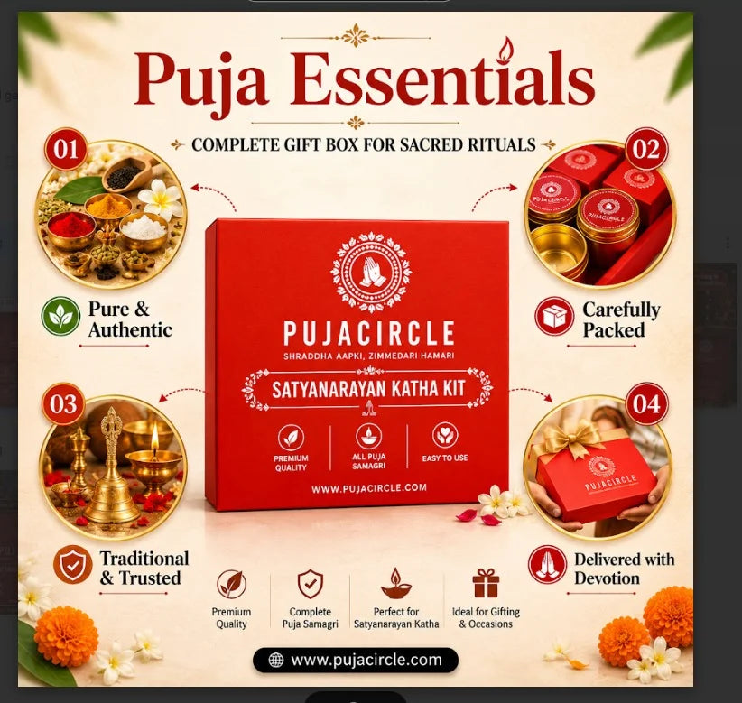 PUJA CIRCLE Satyanarayan Puja Kit with 29 Essential Items | Complete Puja Samagri Box for Satyanarayan Vrat Katha, Lakshmi Puja, Ganesh Puja & Griha Pravesh | Ready-to-Use | Premium Pack