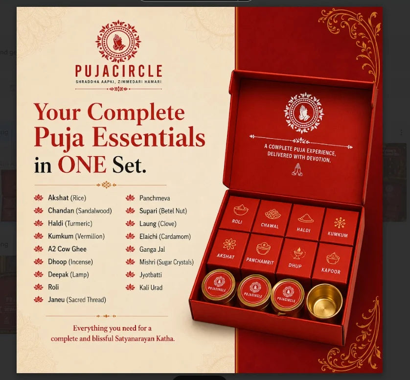 PUJA CIRCLE Satyanarayan Puja Kit with 29 Essential Items | Complete Puja Samagri Box for Satyanarayan Vrat Katha, Lakshmi Puja, Ganesh Puja & Griha Pravesh | Ready-to-Use | Premium Pack