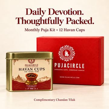 Monthly Puja Kit + 12 Havan Cups Combo — Free Chandan Tilak