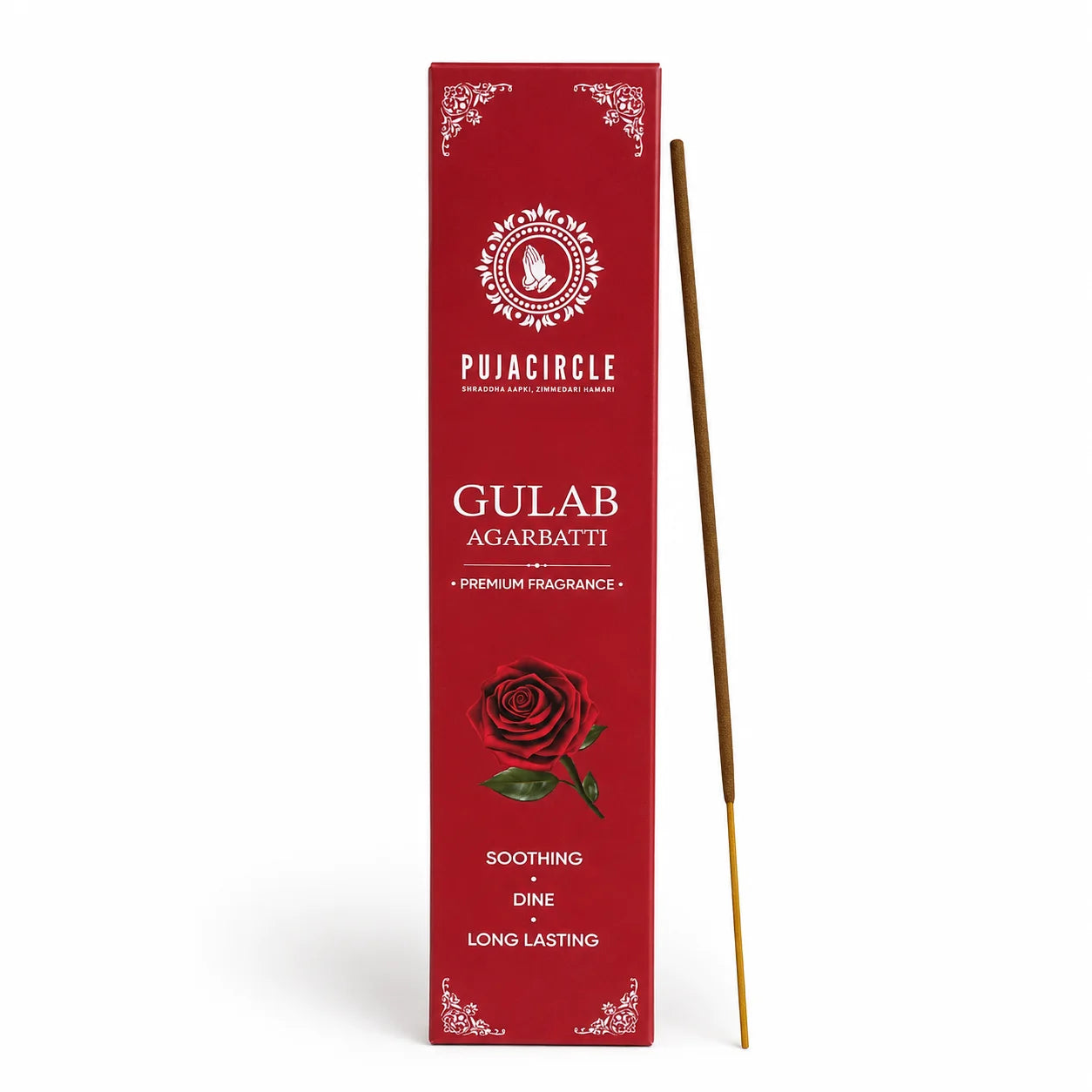 PUJA CIRCLE Gulab Agarbatti | Rose Fragrance Incense Sticks for Daily Puja Meditation Prayer and Home | Naturally Handcrafted Long-Lasting Premium Scented Agarbatti | Pack of 4