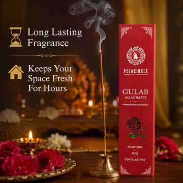 PUJA CIRCLE Gulab Agarbatti | Rose Fragrance Incense Sticks for Daily Puja Meditation Prayer and Home | Naturally Handcrafted Long-Lasting Premium Scented Agarbatti | Pack of 4
